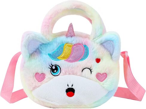 Bolley Joss Kids Crossbody Purse Girls Rainbow Unicorn Soft Plush Handbag Envelope Tie Dye Bag Adjustable Shoulder Strap in Saudi Arabia