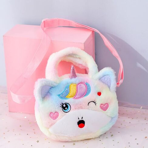 Bolley Joss Kids Crossbody Purse Girls Rainbow Unicorn Soft Plush Handbag Envelope Tie Dye Bag Adjustable Shoulder Strap in Saudi Arabia
