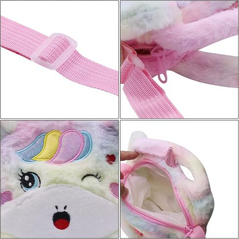 Bolley Joss Kids Crossbody Purse Girls Rainbow Unicorn Soft Plush Handbag Envelope Tie Dye Bag Adjustable Shoulder Strap in Saudi Arabia