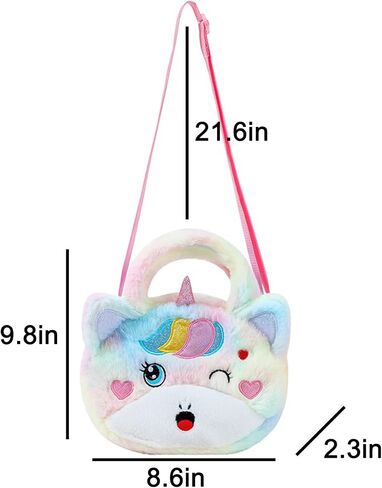 Bolley Joss Kids Crossbody Purse Girls Rainbow Unicorn Soft Plush Handbag Envelope Tie Dye Bag Adjustable Shoulder Strap in Saudi Arabia