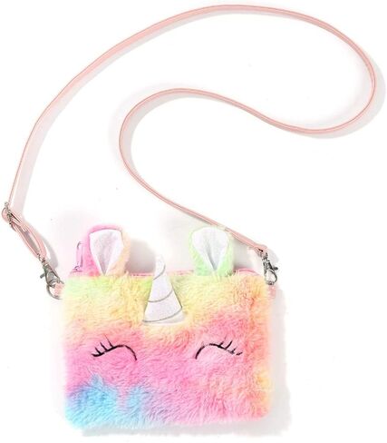 Bolley Joss Kids Crossbody Purse Girls Rainbow Unicorn Soft Plush Handbag Envelope Tie Dye Bag Adjustable Shoulder Strap in Saudi Arabia