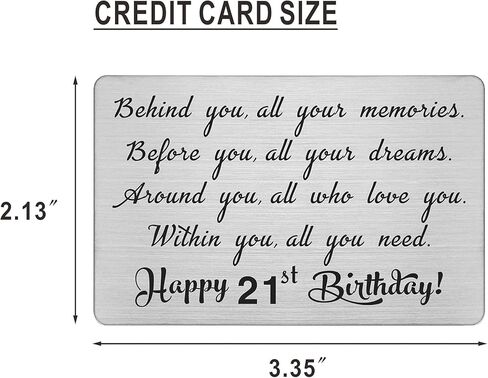 21st Year Old Happy Birthday Gifts, 21th Birthday Decorations, Engraved Wallet Inserts Card Present for Women Men Him Her in Saudi Arabia