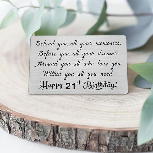 21st Year Old Happy Birthday Gifts, 21th Birthday Decorations, Engraved Wallet Inserts Card Present for Women Men Him Her in Saudi Arabia