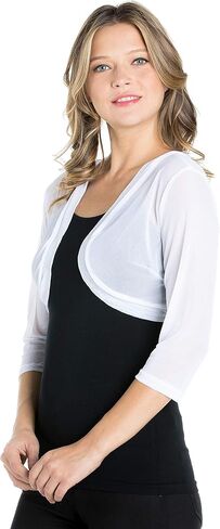Fashion Secrets Junior's Sheer Chiffon Bolero Shrug Jacket Cardigan 3/4 Sleeve in Saudi Arabia