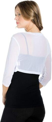 Fashion Secrets Junior's Sheer Chiffon Bolero Shrug Jacket Cardigan 3/4 Sleeve in Saudi Arabia