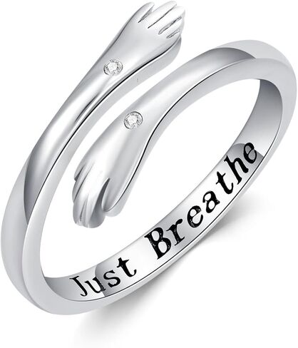 CRMAD Hug Ring for Women Sterling Silver Adjustable Hugging Hands Rings Jewelry Gift for Girls in Saudi Arabia