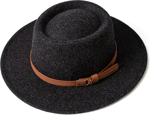 قبعة جوسيفان ريترو من الصوف للنساء ذات حافة واسعة مع إبزيم حزام in Kuwait