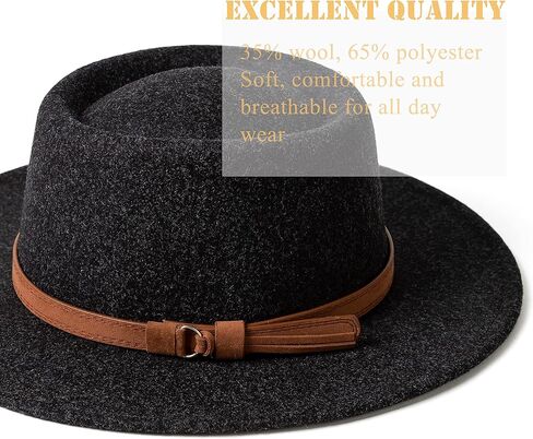 قبعة جوسيفان ريترو من الصوف للنساء ذات حافة واسعة مع إبزيم حزام in Kuwait