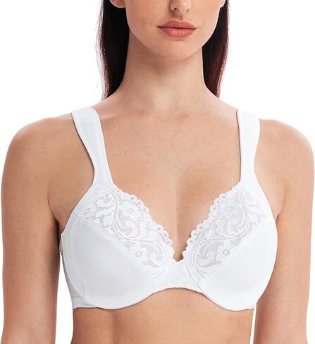 MELENECA Women's Comfort Straps Full Coverage Minimizer Plus Size Lace Underwire Bra in Saudi Arabia