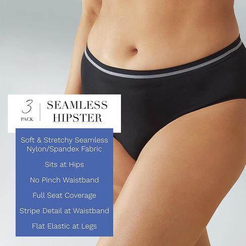 سراويل داخلية نسائية من ELLEN TRACY بدون خياطة تناسب هيبستر - عبوات متعددة من 3 قطع in Kuwait