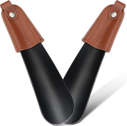 ZOMAKE Small Metal Shoe Horn 6.7 Inch - 2 Pcs Travel Shoehorn Short Shoe Spoon Stainless Shoe Horns for Seniors, Calzador De Zapatos Mini Shoe Helper Portable for Travel Use in Kuwait