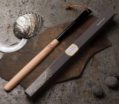 Antique Alive Mother of Pearl Inlay Art 20 Inch Long Wood Handled Shoe Horn Shoehorn in Kuwait