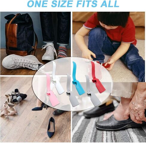6 قطع مساعد للأحذية الكسولة، سهل الحمل والنقل لبوق حذاء بلاستيكي سهل الارتداء / إيقاف جورب منزلق مناسب للسفر ولجميع الأعمار والكبار والأطفال والرجال والنساء وكبار السن ذوي الإعاقة، ألوان متعددة in Kuwait