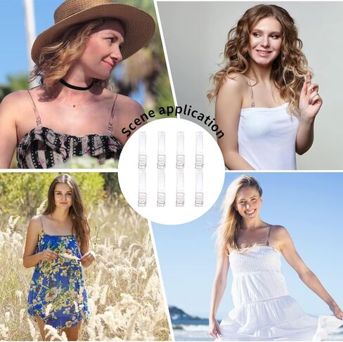 TACPAK 4 أزواج من أشرطة حمالة الصدر الناعمة الشفافة غير القابلة للانزلاق أشرطة حمالة الصدر الشفافة غير المرئية للنساء بدون حمالات طول حمالة الصدر البديلة القابلة للتعديل in Kuwait