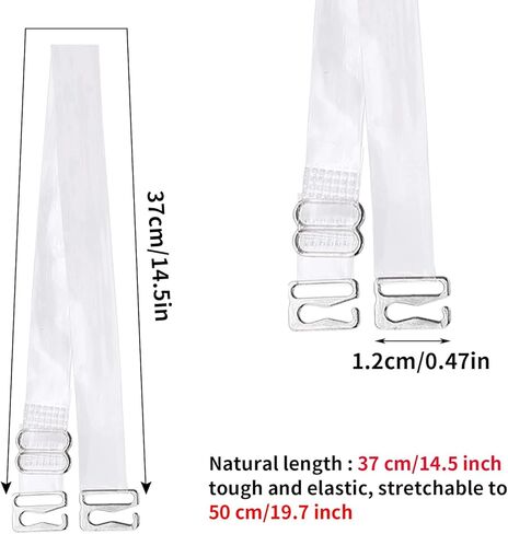 TACPAK 4 أزواج من أشرطة حمالة الصدر الناعمة الشفافة غير القابلة للانزلاق أشرطة حمالة الصدر الشفافة غير المرئية للنساء بدون حمالات طول حمالة الصدر البديلة القابلة للتعديل in Kuwait