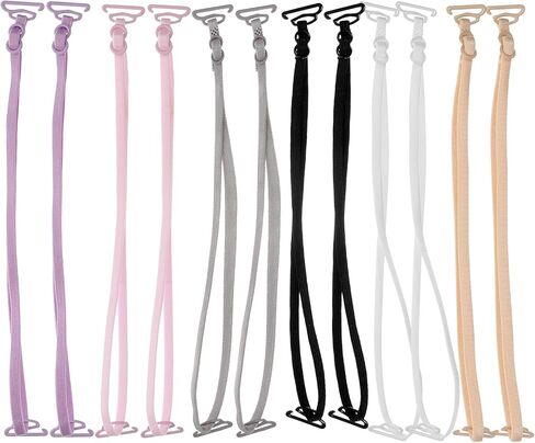 6 أزواج من أشرطة حمالة الصدر مقاس 1.8 سم للنساء أشرطة حمالة الصدر القابلة للتحويل، أشرطة كتف مرنة قابلة للتعديل للنساء in Kuwait