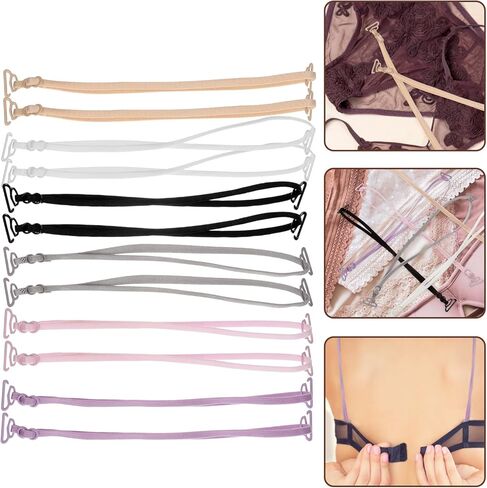 6 أزواج من أشرطة حمالة الصدر مقاس 1.8 سم للنساء أشرطة حمالة الصدر القابلة للتحويل، أشرطة كتف مرنة قابلة للتعديل للنساء in Kuwait