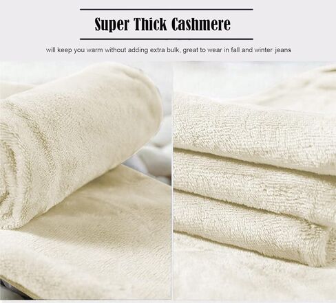 جينز نسائي شتوي مبطن بصوف الشيربا، سروال دينم حراري من الكشمير القابل للتمدد in Kuwait