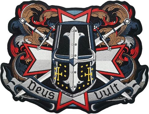 Deus Vult Knights Templar Large Embroidered Motorcycle Jacket & Biker Vest Back Patch in Kuwait