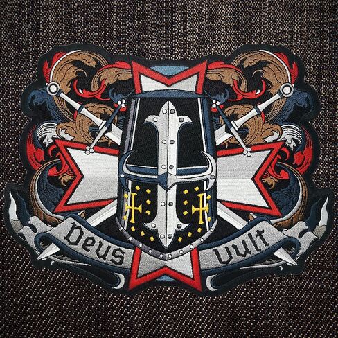 Deus Vult Knights Templar Large Embroidered Motorcycle Jacket & Biker Vest Back Patch in Kuwait