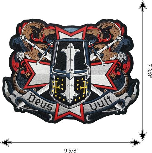 Deus Vult Knights Templar Large Embroidered Motorcycle Jacket & Biker Vest Back Patch in Kuwait