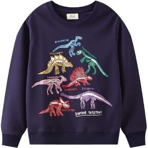 HSTiSan Toddler Boys Cotton Sweatshirt Luminous Dinosaur Pattern Pullover Sweater Long Sleeve Crewneck Tops Tee 3T in Kuwait
