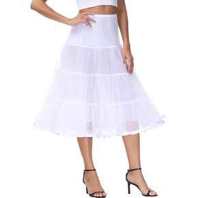 Vanrose Jan Calf Length Petticoat 30 inch for Women Fluffy Tutu Skirt 50s Vintage Underskirt Crinoline