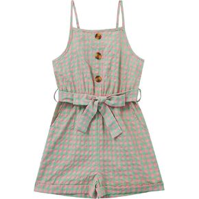 بدلة قفز عصرية للفتيات من Kukume بدون أكمام وأزرار مع جيوب جانبية من عمر 3 إلى 12 عامًا in Kuwait