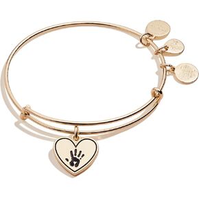 Alex and Ani Forever Touched My Heart Expandable Wire Bangle, Shiny Antique Gold Finish, Black Charm, 2 inches to 3.5 inches in Saudi Arabia