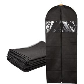 6-Pack Black Garment Bags with Zippers and Windows, Clothes Bags for Closet Storage and Travel (24x60 in) in Kuwait