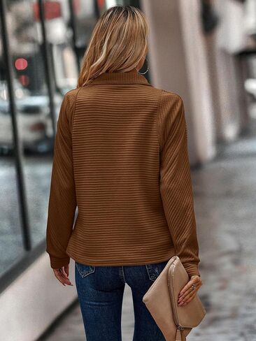 ECOWISH Womens Sweatshirt 2024 Spring Half Zip Sweatshirts Long Sleeve Pullover Solid Color Tops Casual V Neck Outfits in Saudi Arabia