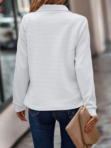 ECOWISH Womens Sweatshirt 2024 Spring Half Zip Sweatshirts Long Sleeve Pullover Solid Color Tops Casual V Neck Outfits in Saudi Arabia