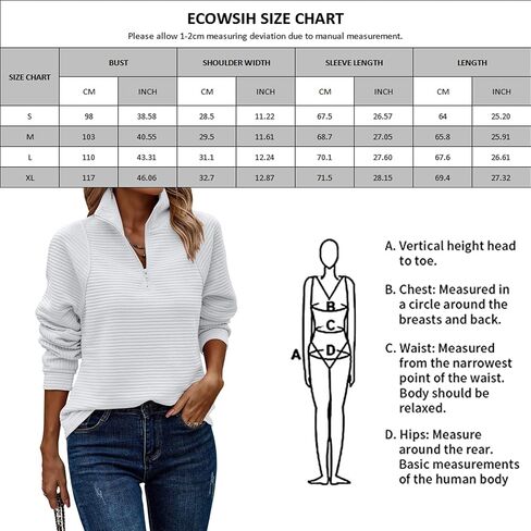 ECOWISH Womens Sweatshirt 2024 Spring Half Zip Sweatshirts Long Sleeve Pullover Solid Color Tops Casual V Neck Outfits in Saudi Arabia