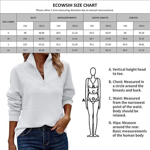 ECOWISH Womens Sweatshirt 2024 Spring Half Zip Sweatshirts Long Sleeve Pullover Solid Color Tops Casual V Neck Outfits in Saudi Arabia