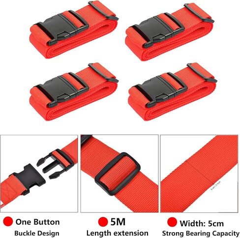 4 Pack Set Luggage Straps 2m Retractable, Luggage Tags Business Card Built-in Fillable Information Card Stainless Steel Rope Connects Card for Travel in Kuwait