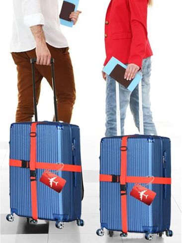 4 Pack Set Luggage Straps 2m Retractable, Luggage Tags Business Card Built-in Fillable Information Card Stainless Steel Rope Connects Card for Travel in Kuwait