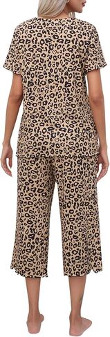 Ekouaer Women's Pajamas Set Short Sleeve Sleepwear Top Capri Pants Pjs Sets Soft Loungewear S-XXL in Saudi Arabia