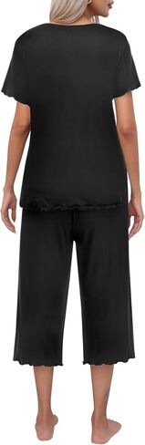 Ekouaer Women's Pajamas Set Short Sleeve Sleepwear Top Capri Pants Pjs Sets Soft Loungewear S-XXL in Saudi Arabia