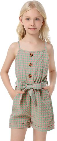 بدلة قفز عصرية للفتيات من Kukume بدون أكمام وأزرار مع جيوب جانبية من عمر 3 إلى 12 عامًا in Kuwait