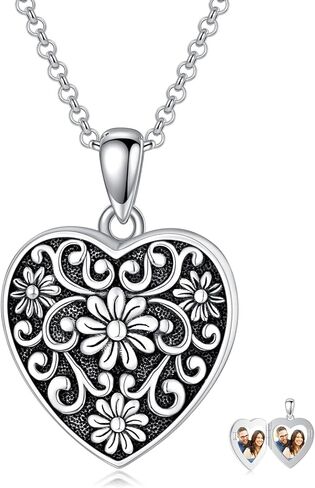 YOSOPRETTY فراشة ديزي زهرة اللوتس قلادة القلب المنجد الذي يحمل الصور 925 الفضة الاسترليني الكريستال Moonstone الصورة المنجد قلادة مجوهرات هدايا للنساء in Kuwait
