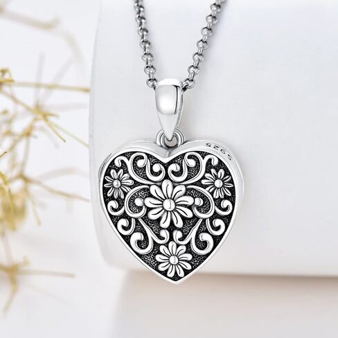 YOSOPRETTY فراشة ديزي زهرة اللوتس قلادة القلب المنجد الذي يحمل الصور 925 الفضة الاسترليني الكريستال Moonstone الصورة المنجد قلادة مجوهرات هدايا للنساء in Kuwait