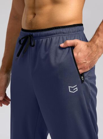 G Gradual Men's Sweatpants Open Bottom, Workout Pants with Zip Pockets Mesh Lightweight for Running, Athletic, Lounge (2PCS: Navy/Greyblue, X-Large) in Saudi Arabia