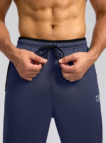G Gradual Men's Sweatpants Open Bottom, Workout Pants with Zip Pockets Mesh Lightweight for Running, Athletic, Lounge (2PCS: Navy/Greyblue, X-Large) in Saudi Arabia
