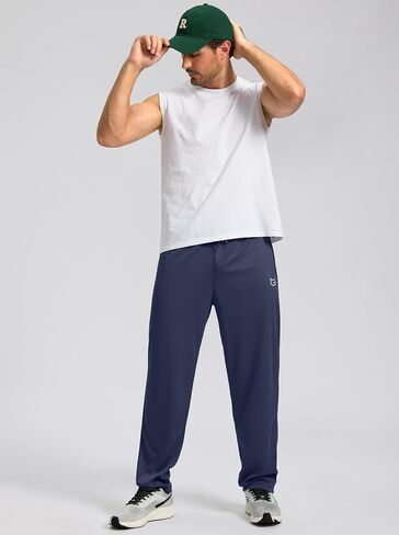 G Gradual Men's Sweatpants Open Bottom, Workout Pants with Zip Pockets Mesh Lightweight for Running, Athletic, Lounge (2PCS: Navy/Greyblue, X-Large) in Saudi Arabia
