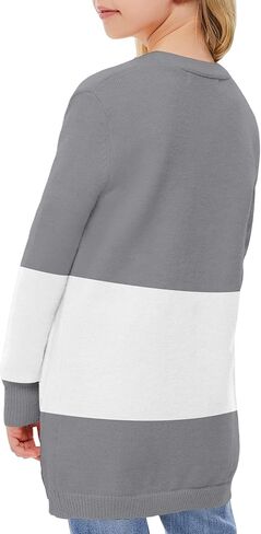 سترة صوفية للفتيات من MACNOORA مفتوحة من الأمام وأكمام طويلة كاجوال وبلون موحد للخريف سترات خارجية من 5 إلى 14 سنة in Kuwait