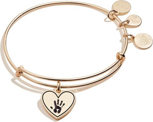 Alex and Ani Forever Touched My Heart Expandable Wire Bangle, Shiny Antique Gold Finish, Black Charm, 2 inches to 3.5 inches in Saudi Arabia