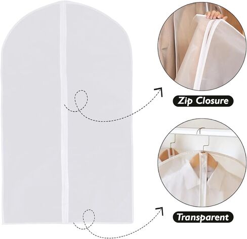 1 Piece Travel Garment Bag Lightweight Water-Resistant Material Transparent Zipped Travel Suit Bag For Carrying And Storing Outfits 24x40 Inches in Kuwait