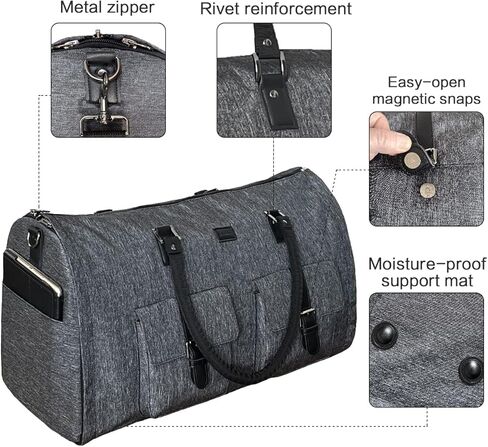 GYSSIEN 2 in 1 Convertible Travel Garment Bag Carry On Suit Bag Luggage Duffel (Standard) in Kuwait