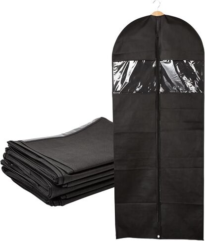 6-Pack Black Garment Bags with Zippers and Windows, Clothes Bags for Closet Storage and Travel (24x60 in) in Saudi Arabia