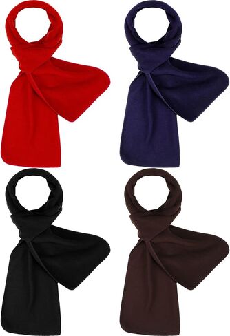 Handepo 4 Pcs Warm Winter Scarf Unisex Polyester Fleece Scarf Multi Color Cold Weather Neck Scarves for Men Women, 4 Colors in Saudi Arabia